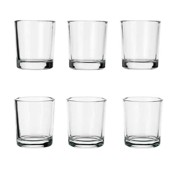 Set of 6 Clear Glass Votive Cups