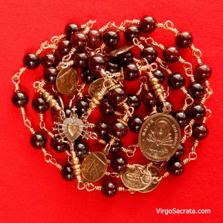 Pardon Crucifix Wooden Rosary Wire-Wrapped in Bronze